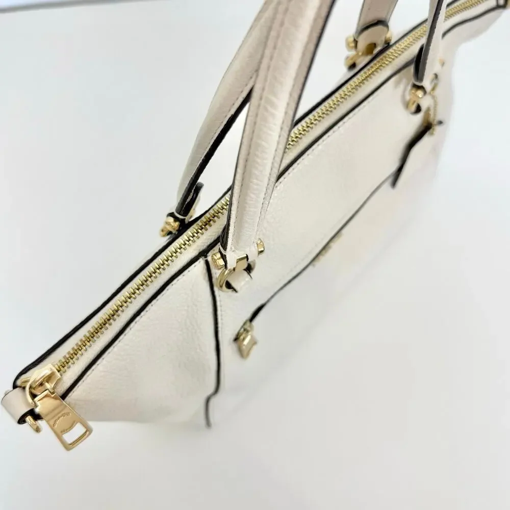Coach Prairie Satchel Shoulder Crossbody Bag Polished Pebble Leather Chalk 79997